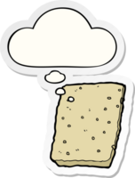 cartoon biscuit with thought bubble as a printed sticker png