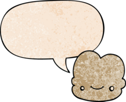 cartoon cloud with speech bubble in retro texture style png