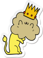 sticker of a cartoon lion with crown png