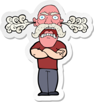 sticker of a cartoon furious man with red face png