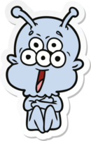 sticker of a happy cartoon alien png