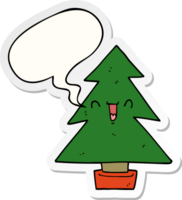 cartoon christmas tree with speech bubble sticker png