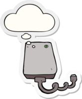 cartoon hard drive with thought bubble as a printed sticker png