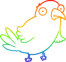 rainbow gradient line drawing of a cartoon bird png