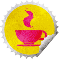 heißer tasse kaffee kreisförmiger peeling-aufkleber png