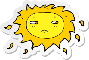 autocollant d'un soleil triste de dessin animé png