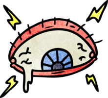 hand drawn textured cartoon doodle of an enraged eye png