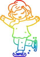 regenboog helling lijn tekening van een tekenfilm meisje ijs het schaatsen png