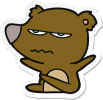 adesivo de um desenho animado de urso bravo png