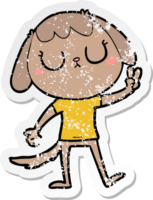 distressed sticker of a cute cartoon dog png