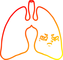 warm helling lijn tekening van een tekenfilm longen png