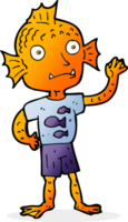 menino de peixe acenando dos desenhos animados png