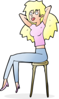 mulher de desenho animado posando no banquinho png