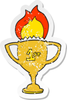 retro distressed sticker of a cartoon sports trophy png