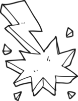 hand drawn black and white cartoon lighting strike symbol png