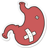 sticker of a cartoon stomach png