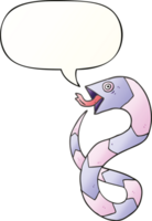 sibilando desenho animado serpente com discurso bolha dentro suave gradiente estilo png