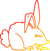 chaud pente ligne dessin de une dessin animé agacé lapin png