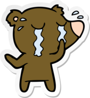 distressed sticker of a cartoon bear crying png