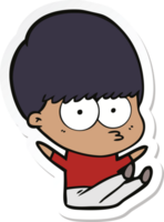 sticker of a nervous cartoon boy png