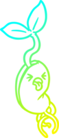 frío degradado línea dibujo de un dibujos animados brotante planta de semillero png