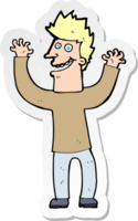 sticker of a cartoon excited man png