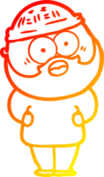 warm gradient line drawing of a cartoon surprised bearded man png