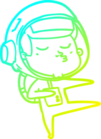 cold gradient line drawing of a cartoon confident astronaut png