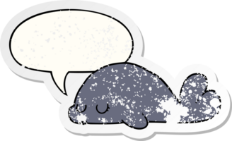 cute cartoon seal with speech bubble distressed distressed old sticker png