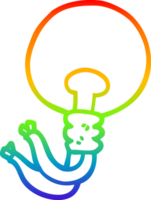 rainbow gradient line drawing of a cartoon light bulb png