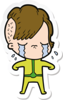 sticker of a cartoon crying girl png