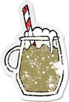 pegatina angustiada de una cerveza de raíz de dibujos animados png