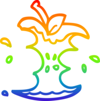 rainbow gradient line drawing of a cartoon juicy bitten apple png