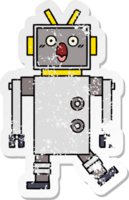 pegatina angustiada de un lindo robot de dibujos animados png