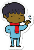 sticker of a cartoon curious boy png