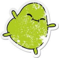 hand drawn distressed sticker cartoon of a cute jumping bean png