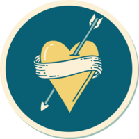 sticker of tattoo in traditional style of an arrow heart and banner png