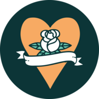 iconic tattoo style image of a heart rose and banner png