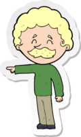 sticker of a cartoon man with mustache pointing png