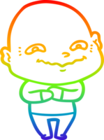 rainbow gradient line drawing of a cartoon creepy guy png