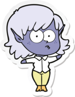 sticker of a cartoon elf girl staring png