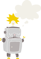 dessin animé robot avec pensée bulle dans rétro style png