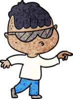 niño de dibujos animados con gafas de sol apuntando png