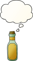 cartoon potion bottle with thought bubble in smooth gradient style png