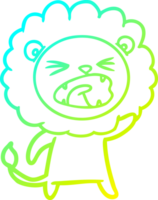 cold gradient line drawing of a cartoon angry lion png