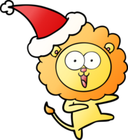 content main tiré pente dessin animé de une Lion portant Père Noël chapeau png