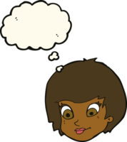 cartoon female face with thought bubble png