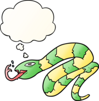 cartoon hissing snake with thought bubble in smooth gradient style png