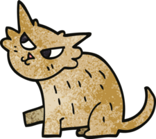 dessin animé doodle chat sournois png