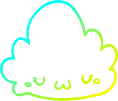 cold gradient line drawing of a cute cartoon cloud png